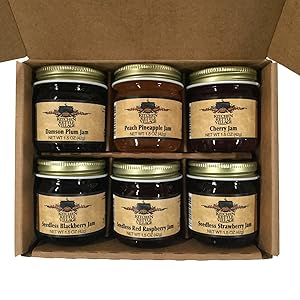 Kitchen Kettle Village Jam Sampler Gift Set (Amish Made) 6-pack Variety Sampler of Jams and Jellies, 1.5 Ounce Jars [1 of each flavor]