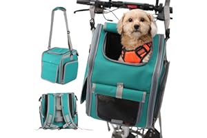 Picea Dog Basket for Bike - 4-in-1 Pet Carrier Backpack & Puppy Car Seat for Hiking, Biking, Camping - Soft, Expandable, Collapsible - Scooter E-Bike Bicycle Carrier Cats, Small to Medium Pups, green