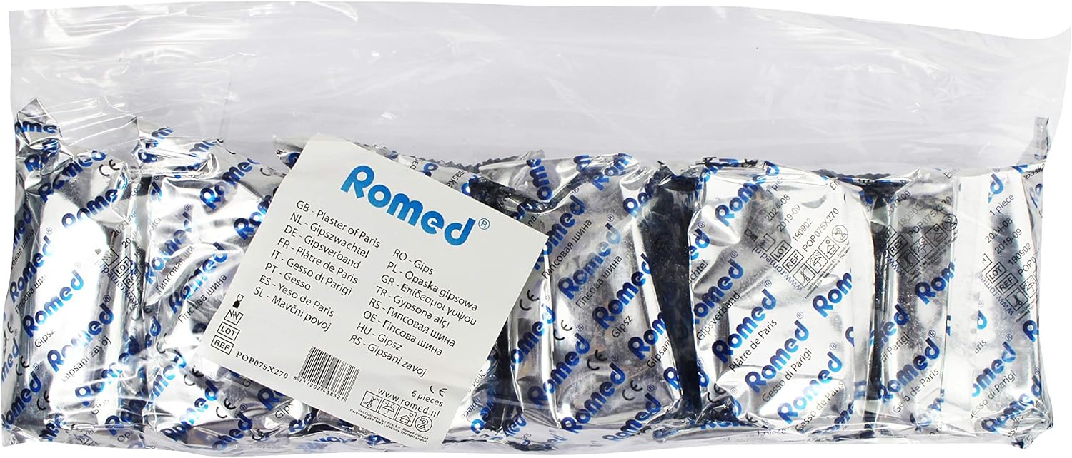 Romed Gipsbinden Größe wählbar 18 Meter Babybauch Gipsabdruck tauchfertig (5cm x 3m / 6 Rollen = 18 Meter)