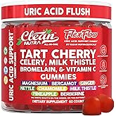 Clean Nutra Tart Cherry Gummies Uric Acid Flush Celery Milk Thistle Bromelain Vitamin C Magnesium Citrus Bergamot Ginger Stinging Nettle Leaf Chamomile Berberine Quercetin Support 60 Gummy Vitamins