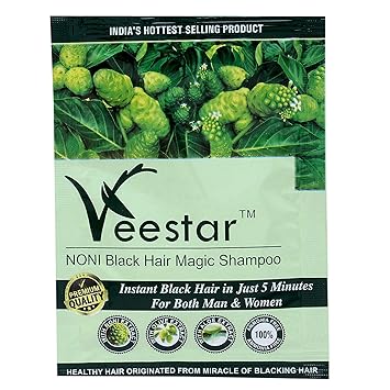 Veestar NONI Black Hair Color Shampoo, 30ml (Pack of 5)