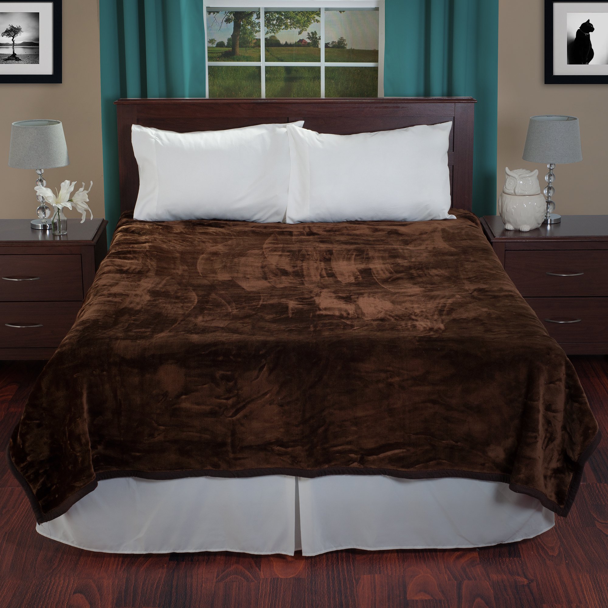 Lavish Home Solid Soft Heavy Thick Plush Mink Blanket 8 Pound - Coffee