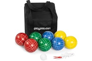 Play Platoon Bocce Ball Set 84mm/90mm/100mm with 8 Premium Bocce Balls, Pallino, Carry Bag & Measuring Rope - Choose Between Classic Resin and Soft Sets