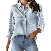 LOMON Button Down Shirt for Women Spring Summer Tops Long Sleeve Business Dressy Casual Blouses Collared Work Outfits Clothes