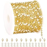 5 Meters Stainless Steel Enamel Chain for Jewelry Making Gold Plated Chains Roll Necklace Bracelet DIY Jewelry Findings with Jump Rings and Lobster Clasps