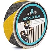 LifeGrip Anti Slip Traction Tape, 2 Inch x 60 Foot, Best Grip, Friction, Abrasive Adhesive for Stairs, Tread Step, Indoor, Outdoor, Caution Yellow/Black