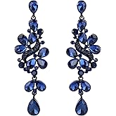 BriLove Women's Victorian Style Crystal Wedding Bridal Cluster Leaves Teardrop Dangle Earrings