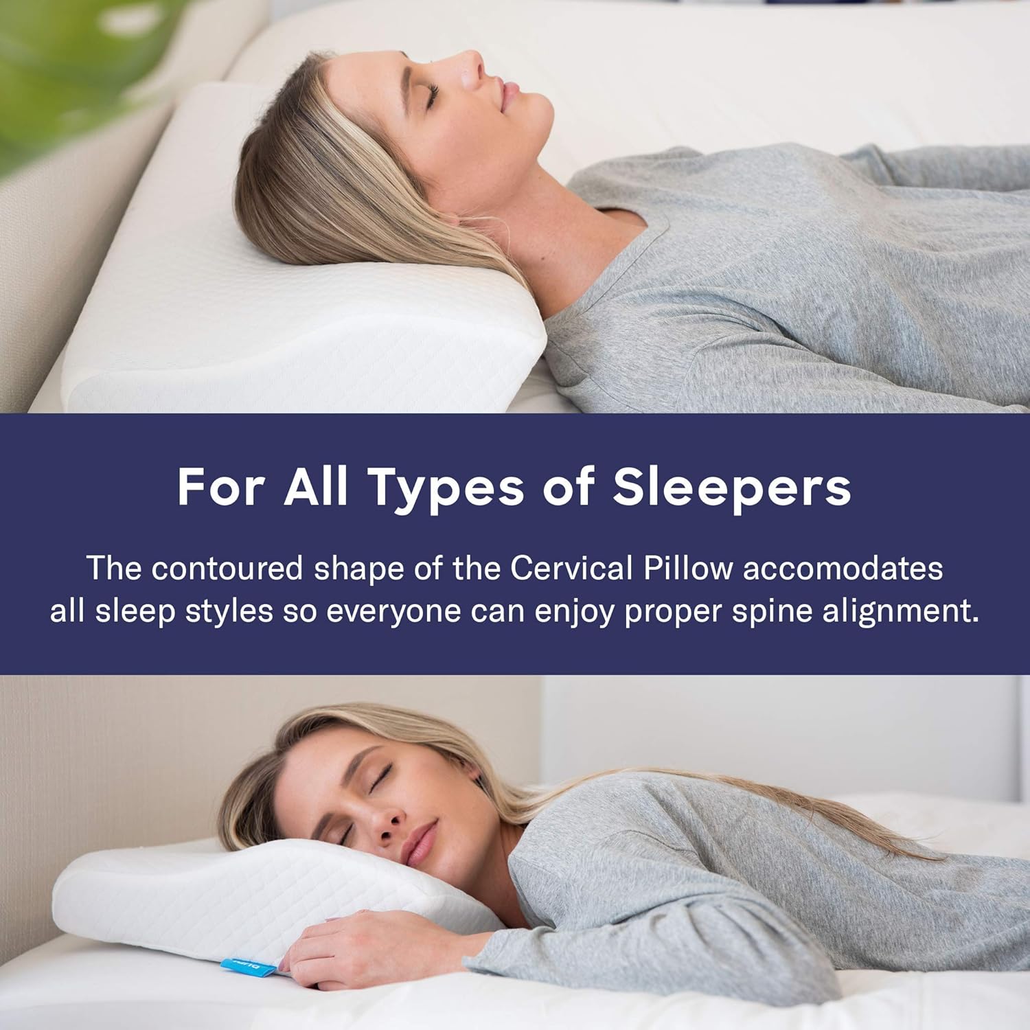 LUNA Contour Gel Memory Foam Pillow Orthopedic Sleeping | Ergonomic Cooling Cervical Pillow for Neck | Side, Back and Stomach Sleepers, (Firm & Standard Size) | CertiPUR-US Certified & Designed in USA: Home & Kitchen