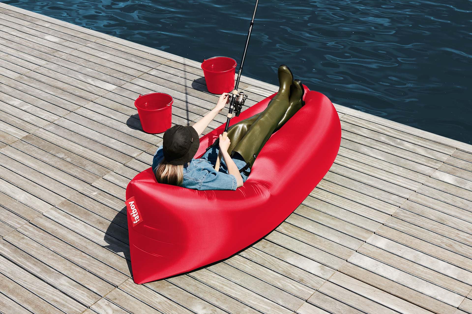 Fatboy Lamzac 3.0 Inflatable Lounger – For Adults & Kids – No Pump Needed – Indoor/Outdoor – Red