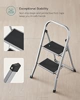 SONGMICS 2-Step Folding Ladder GSL012G01 Dove Grey Safety Lock 150 kg view 5