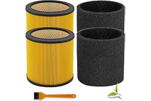 LVJUSEN Replacement Filter for Vacmaster 5-20 Gallon/Hart Shop Vacuum 5-17 Gallon, Replaces Hart VCFS 3701 Filter/VCFF Filter, Fits most Shop-Vac/Craftsman Vacuum, with 2x Wet Foam Sleeve