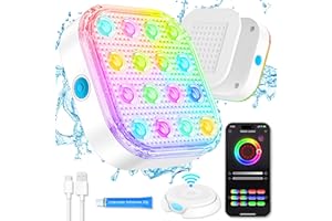 Purheme LED Pool Light, Rechargeable Smart Magnetic Underwater Light with APP Control, Dimmable IP68 Waterproof 12V Nicheless Light for Aboveground/Inground Pools, Pool Pond Decoration (1 Pack)