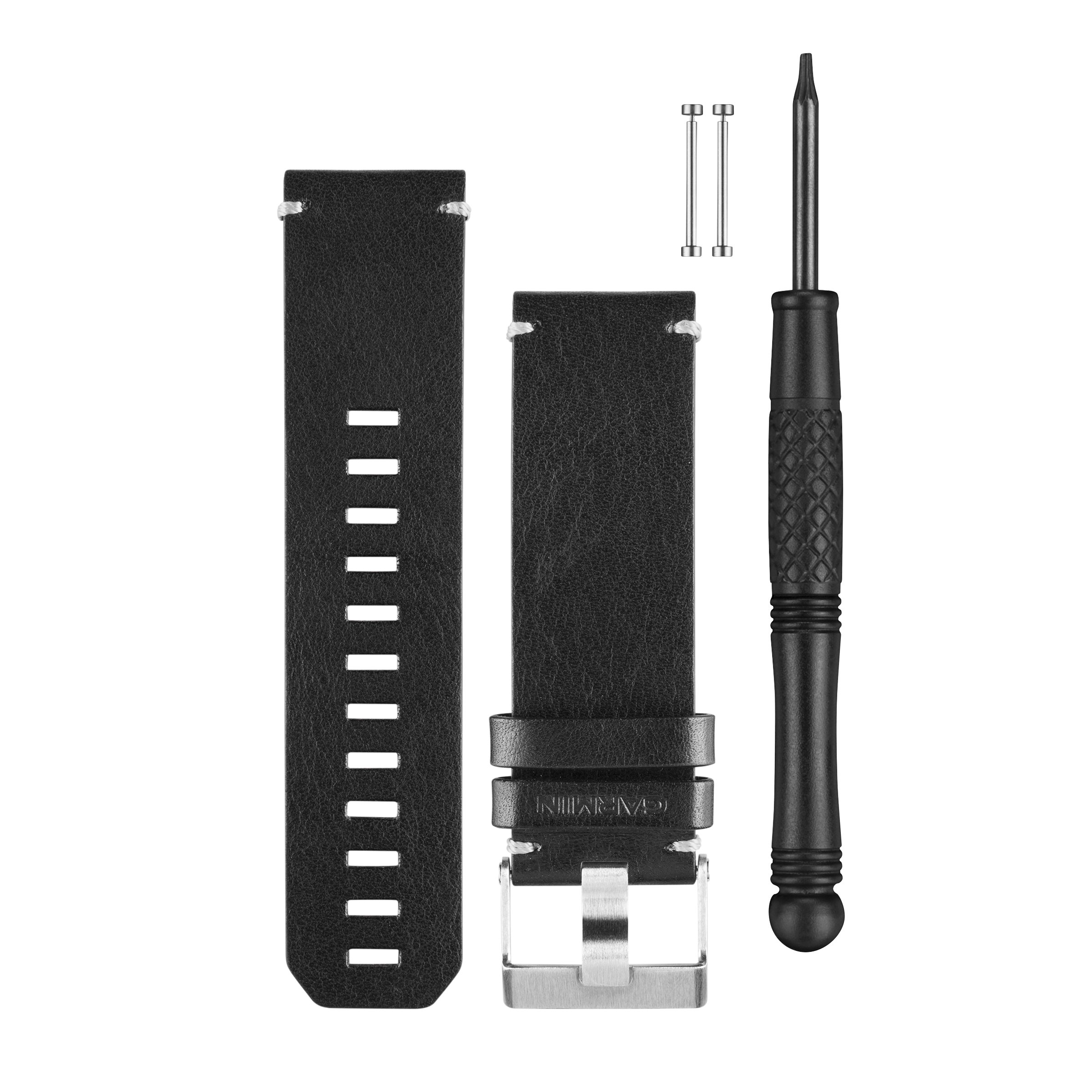 Garmin Fenix 3 Plain Leather Interchangeable Bracelet, Medium, Black