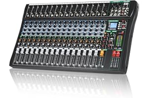XTUGA Audio Mixer Sound Board Console 16 Channel for Recording Controller Audio Interface PC USB Bluetooth with Digital Effec