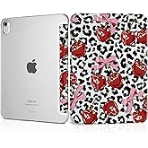 MEEgoodo Case for iPad Air 11-inch M3 (2025) / M2 (2024),Case for iPad Air 5th/4th Generation 10.9 inch 2022 2020, Tablet Cover with Silk Texture & PC Clear Back Cover, Leopard & Cherry