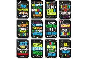 Cinrobiye 24 Pcs Mini Colorful Notebooks, Funny Motivational Journals Notepads Inspirational Notepads Small Pocket Notebook for Kids Teacher School Office Gift Bulk Prizes Travel Supplies (Black)