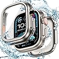 [2 in 1] Goton Waterproof Case for Apple Watch Series 10 9 8 7 SE2 SE 6 5 4 Ultra 2 Ultra 46mm 42mm 45mm 44mm 41mm 40mm 49mm, 360° Hard PC Bumper with Screen Protector for iWatch Cover Accessories