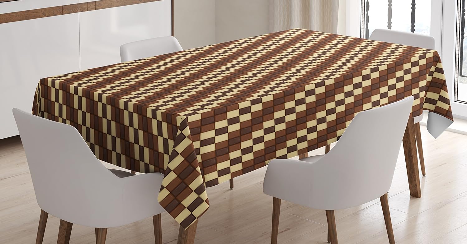 Lunarable Chocolate Tablecloth, Realistic Chocolate Bar