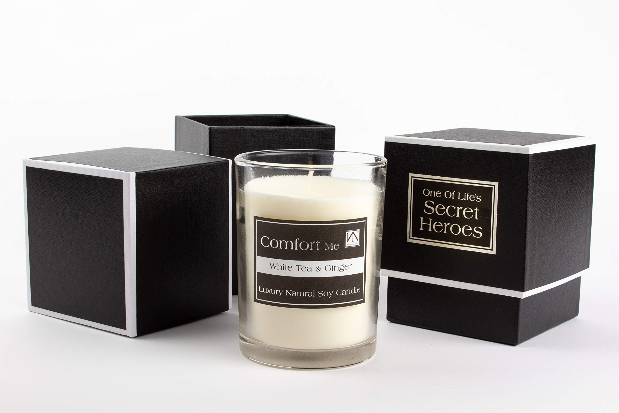 NN Natalia Nicholson Comfort Me - Luxury Soy Wax Vegan Candle Gift Set - White Tea & Ginger Scented (4M-BS3T-OV9V)