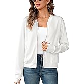 Totatuit Womens Long Sleeve Zip Up Cardigan Jacket Outfits Crewneck Casual Bomber Coat Lightweight Sweatshirts
