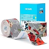 OK TAPE Patterned Kinesiology Tape, Elastic Physical Therapy Athletic Tape for Pain Relief & Muscle Support, Uncut Kinetic Tape, 2in x 16.4ft- 2 Rolls (Rose)
