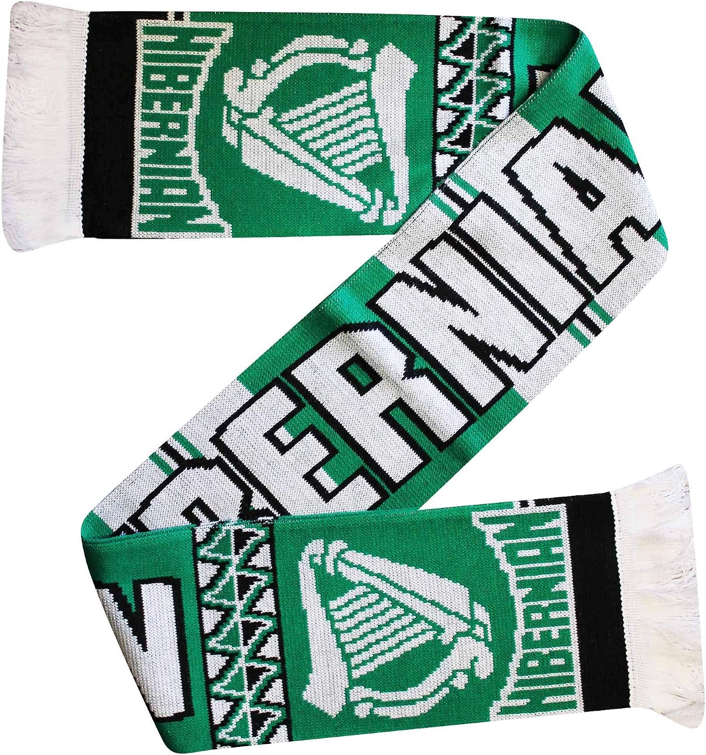 Hibernian FC Football Scarf, 100% Acrylic, Match Day Souvenir, Hibs Scarf, 145cm Length, Green & White