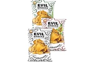 EVIL SNACKS Crunchy Mushroom Chips - VARIETY PACK, Non-GMO Project Verified, Plant-Based, Vegan - Nutrient-Packed, On-the-Go Snack - 2 Oz (3 Pack)