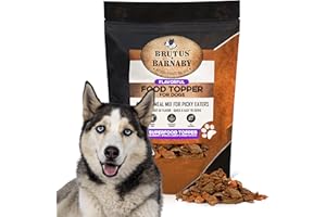 BRUTUS & BARNABY Dog Food Topper - Super Foods - Enhance Your Dogs Meal With This Healthy Vegan Flavor Packed Mix - Sprinkle On Dog Food Flavoring for Picky Eaters - Blueberries, Carrots, Spinach, Sweet Potato - 8oz