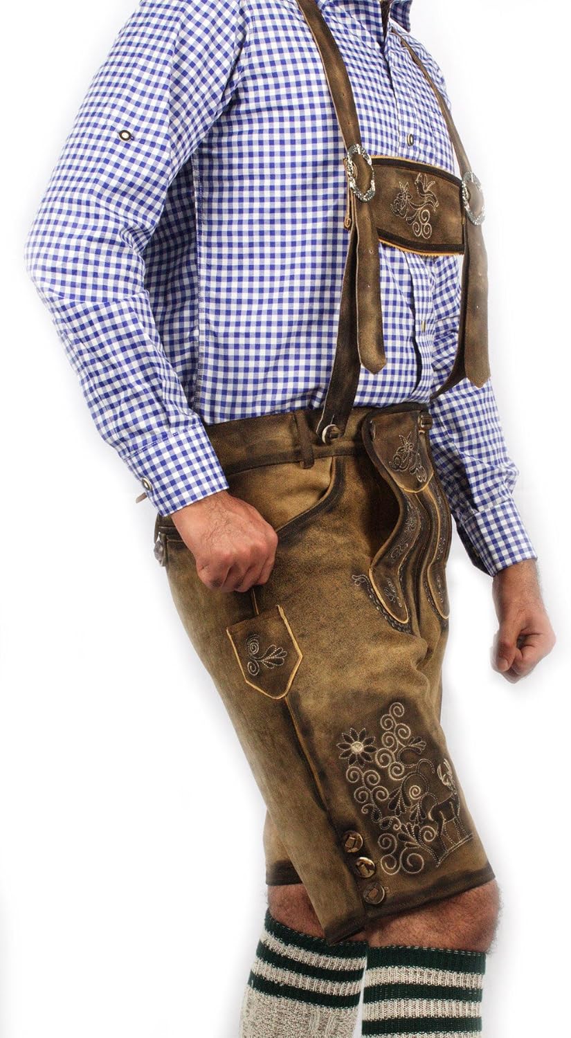 Oktoberfest Bavarian Herren Short Lederhosen for Men | Traditional Authentic German Outfit: Clothing