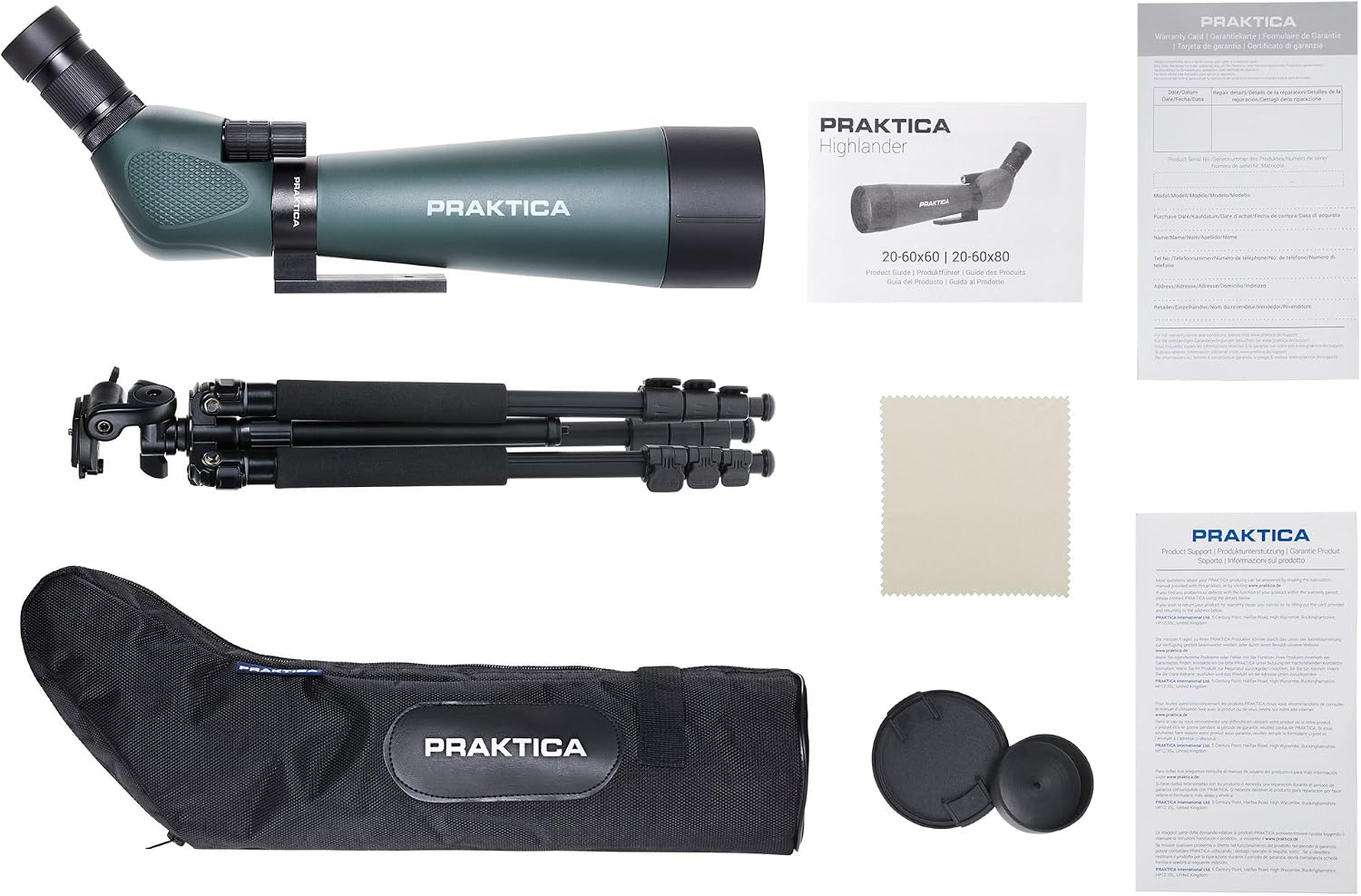 Praktica 20-60 x 80mm FMC Highlander Angled Spotting Scope with Tripod - Green, PRA120, 20-60x80mm - Image 5