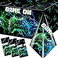 Bezkega Video Game Table Cloth Video Game Birthday Decoration,3pcs Neon Plastic Waterproof Gaming Table Covers for Boy Kids Player Geek Game Party Decoration