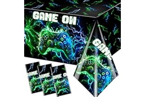 BEZKEGA Video Game Table Cloth Video Game Birthday Decoration,3pcs Neon Plastic Waterproof Gaming Table Covers for Boy Kids Player Geek G-AME Party Decoration