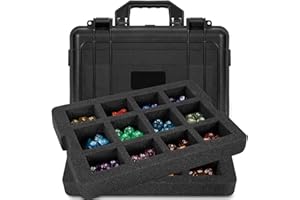 LASUK Miniature Storage Figure Case, Dice Storage Case, Sturdy Hard Case 24 Slot Dice Organizer Case, reat for Dice Collectors or RPG D&D Games, Dungeons & Dragons and More