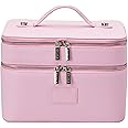 ETOILE - Duo Vanity Case Lavender Pink - Large Functional Travel Makeup Bag Organizer with Removable Divider & Mirror