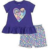 imagikids Girls Short Sleeve T-Shirt and Chambray Shorts 2 Piece Outfit Set Toddler to Big Kid Sizes (2T - 14-16)