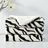 DREAMNINE Luxury Soft Fuzzy Zebra Faux Rabbit Fur Throw Blanket 50" x 60", Double Sided Thick Cozy Shaggy Fluffy Lap Blankets, Cute Warm Animal Printed Furry Blanket for Winter, Cream White and Black