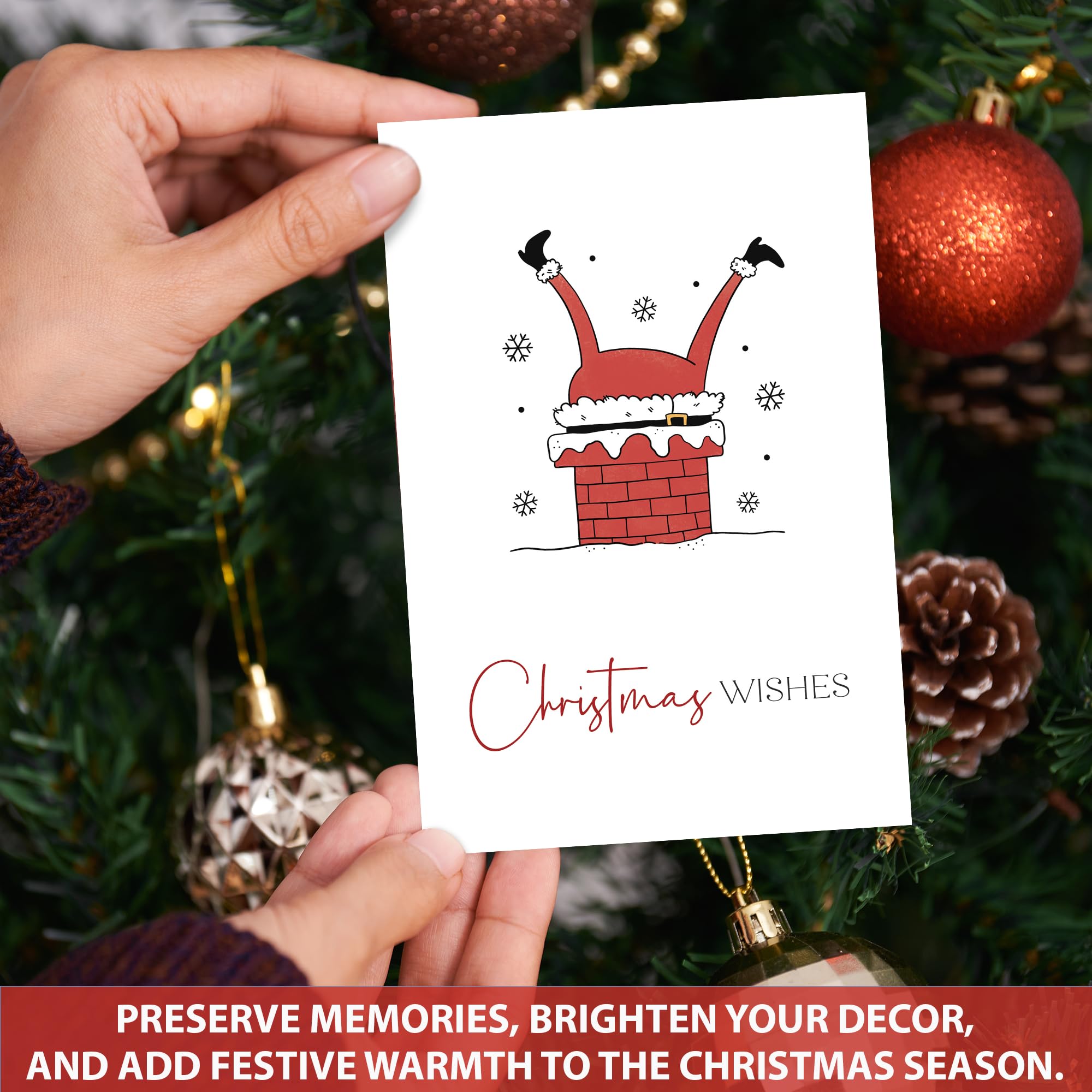 AUDREE Christmas Cards With Envelopes & Matching Stickers (20 Pack 4