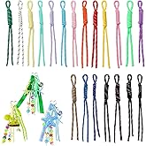20 Pack Colorful Paracord Keychains - Handwoven Nylon Rope Keychain with Colorful Paracord, Braided Cord Rope Bag Charm, Womem Bead Letter Bag Charm Carabiner Knot Lanyard Keyring for Handbag Purse