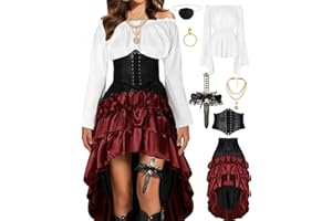 CICOCI Pirate Costume Women Outfits Renaissance Corset Steampunk Skirt Top Pirate Accessories Full Halloween Costume