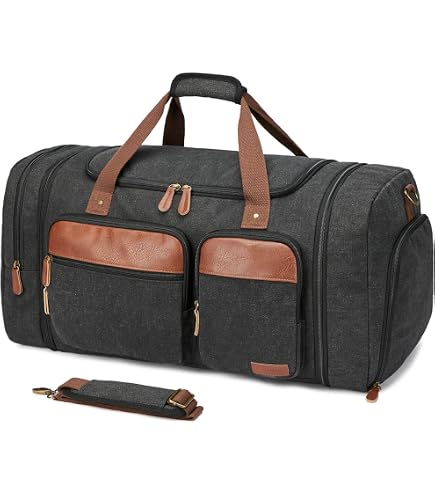 Wildroad Canvas Duffle Bag - 60L Expandable Weekender Overnight Travel Bag