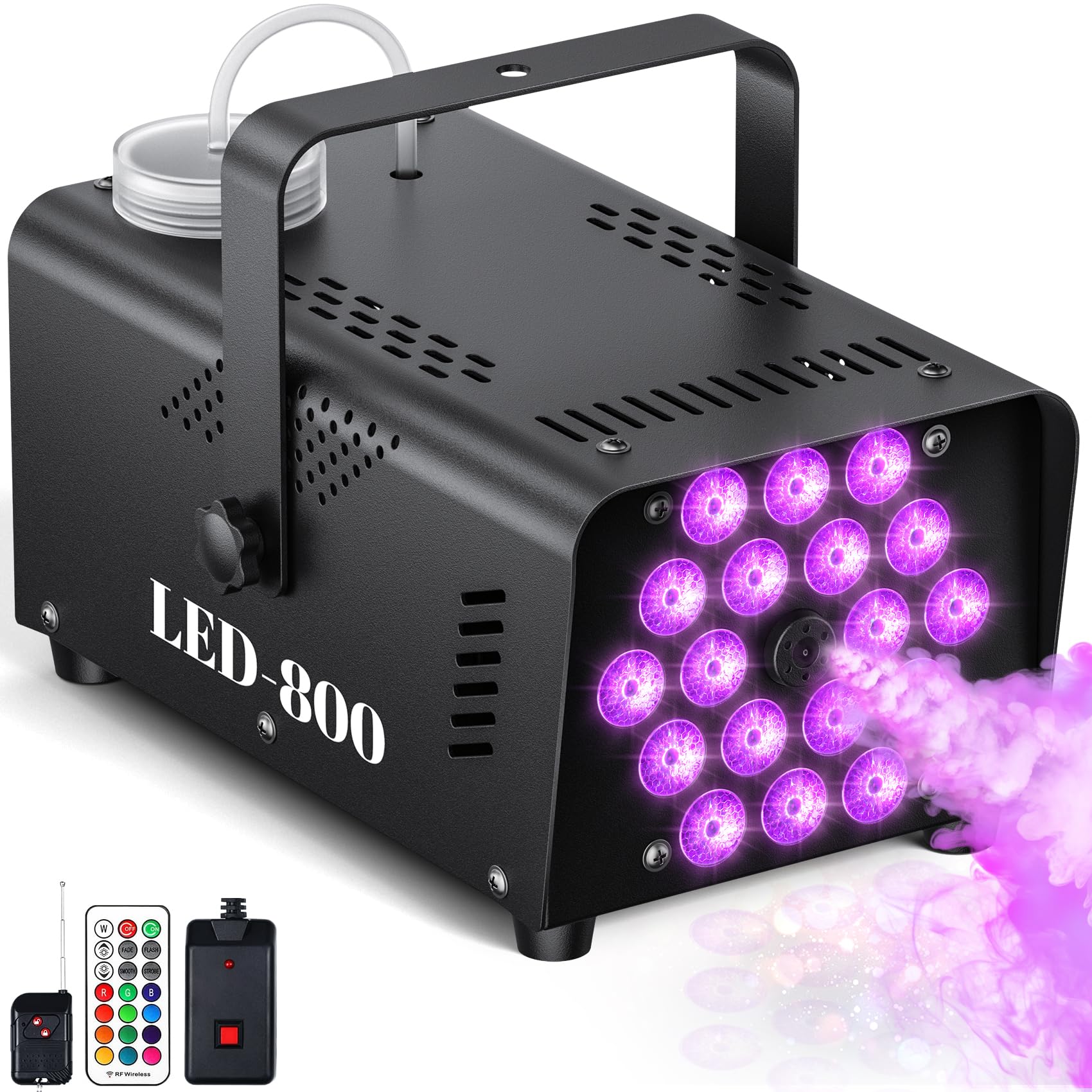 Photo 1 of ** USED*** MLIKOEU Fog Machine, 800W Smoke Machine With 13-Color LED Effects, 3500CFM Smoke Machine Fog Output, Wired And Wireless Remote Control,Ideal For Halloween, Wedding And DJ Stage