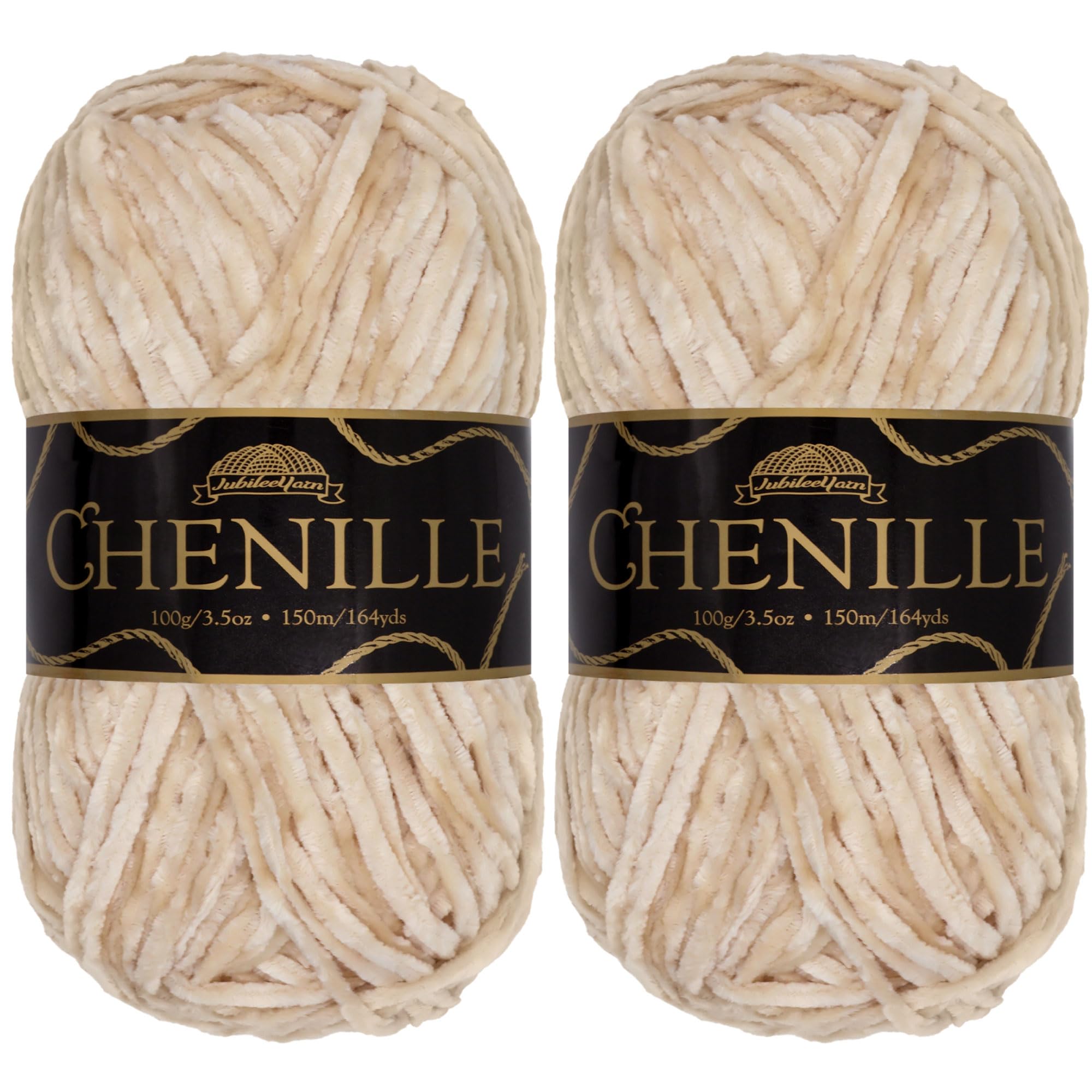 JubileeYarn Chenille Yarn - Worsted Weight - 100g/skein (2 Skeins, 117 Marzipan)