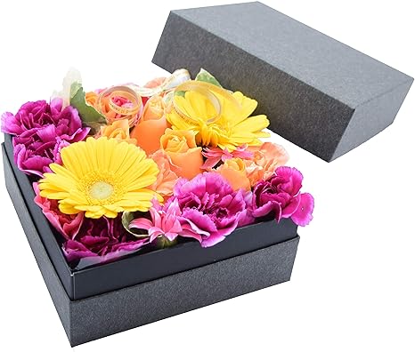Amazon フラワーアレンジ Fleurcocoオリジナル 生花フラワーボックス イエロー オレンジ 誕生日プレゼント お見舞い 記念日 お祝い フラワーアレンジメント オンライン通販