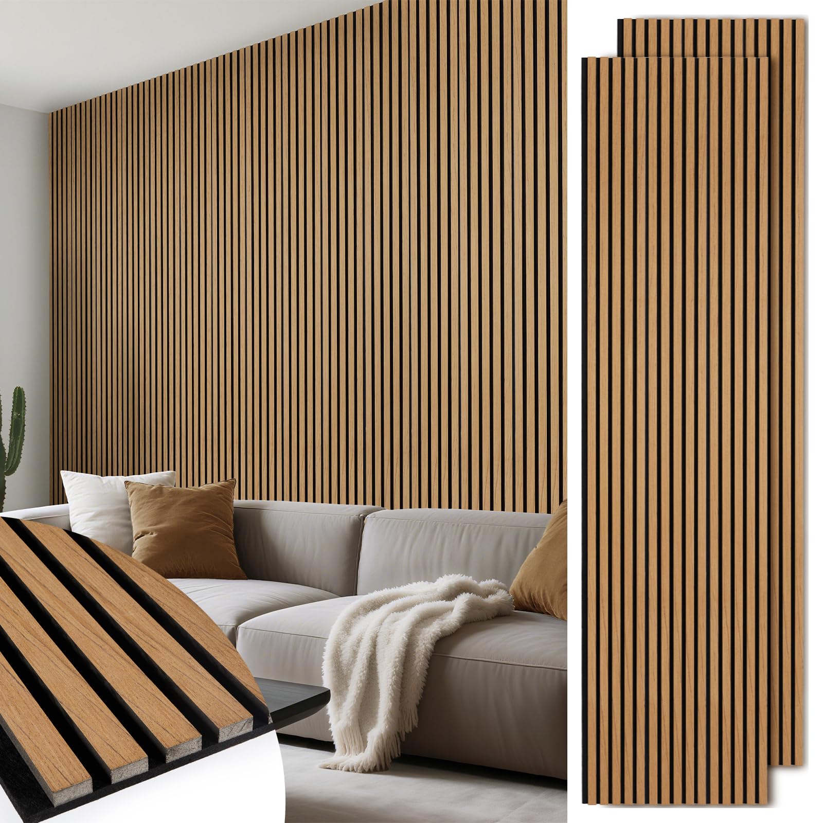 Photo 1 of ***NO REFUNDS AND OR RETURNS****
**Some are broken.*LARWORKS Wood Slat Wall Panels 2 Pack 106" x 23.6", Acoustic Wooden Panel for Wall, Soundproof 3D Fluted Panels for Interior Wall Decor, Living Room, Bedroom - Teak (Cover Approx.35 sq.ft)
