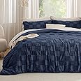 Bedsure Boho Duvet Cover Queen Size - Checkered Duvet Cover Queen Set for All Seasons, 3 Pieces Soft Shabby Chic Embroidery Boho Bedding, Comforter Not Included (Navy, 90" x 90")