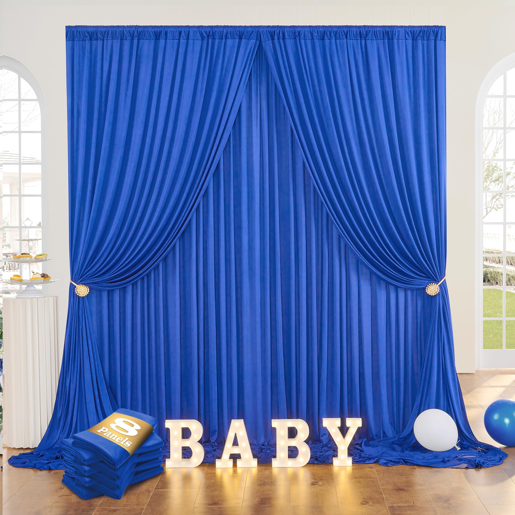 40ftx10ft Wrinkle Free Royal Blue Backdrop Curtains