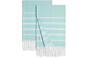 cabanana Hand Towels for Bathroom - 2-Pack,20x30 Inch-100% Cotton,Turkish Bathroom Hand Towels,Super Absorbent & Quick-Dry Soft for Bath, Kitchen, Spa, Face, Hair, Dishcloth (Aqua)