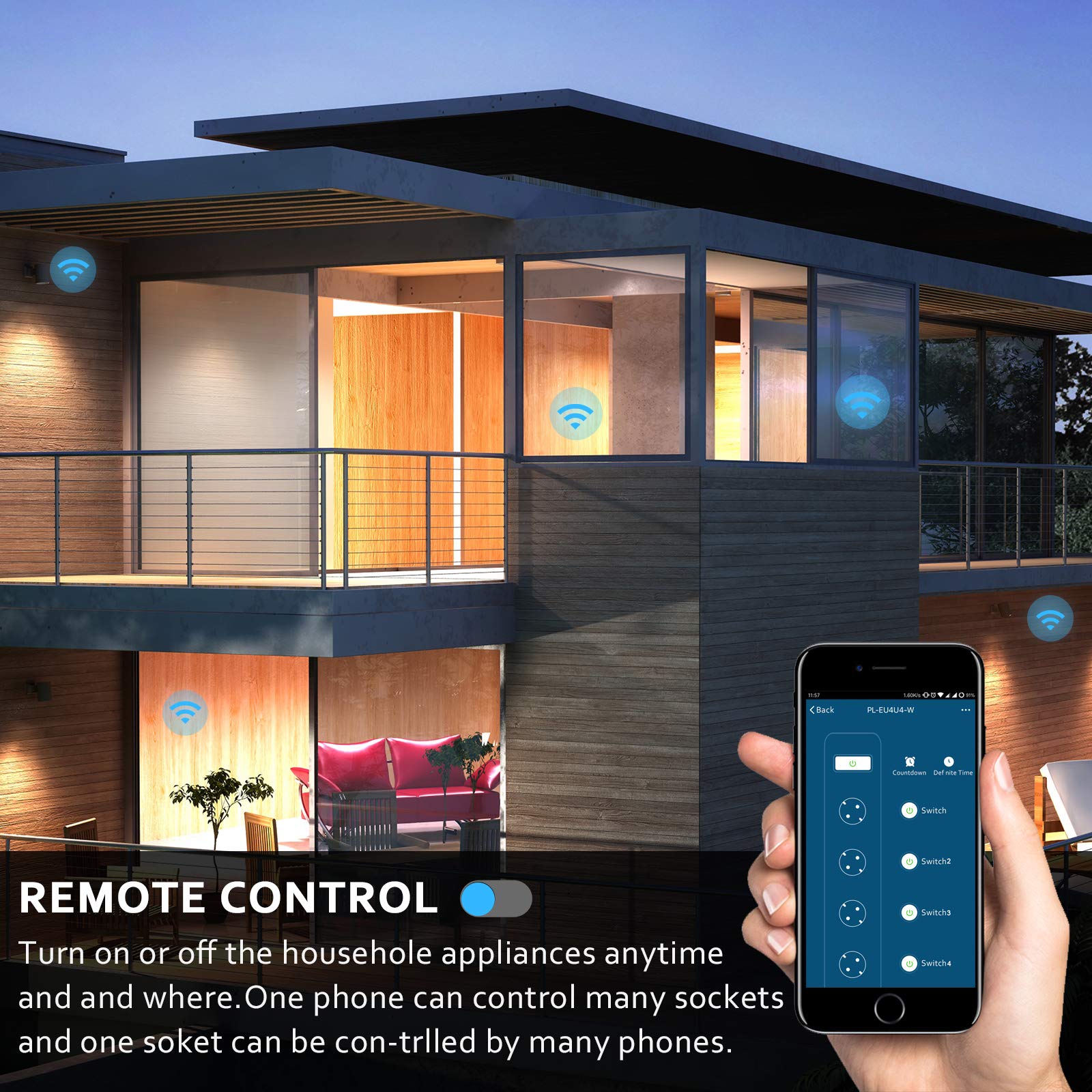 4 fach / 4 USB WLAN Steckdosenleiste Steckerleiste und Steckdose Stecker überspannungsschutz 1,8 m Kabel Funktioniert mit Amazon Alexa (Echo und Echo Dot) Google Home und IFTTT für Sprachsteuerung App Fernsteuerung für iOS Android überall u