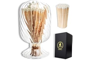 WINECRAFT Includes Matches! | Helix Shaped Glass Matches Cloche | Spiral Decorative Match Holder Jar for Candles Set Display (White Matches)