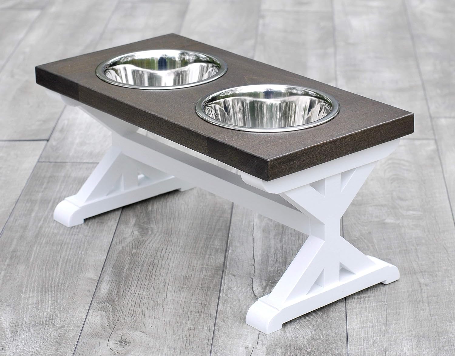 Medium Trestle Style Farmhouse Dog Bowl Stand Handmade